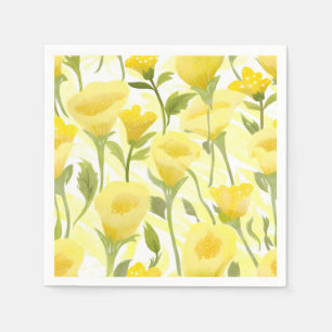 Serviette En Papier Peinture aquarelle florale jaune
