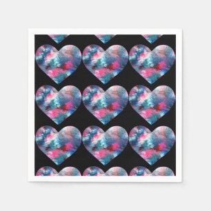 Serviette En Papier Peinture cardiaque multicolore sur bois