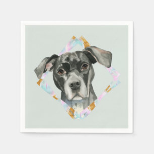 Serviette En Papier Peinture d'aquarelle de chien de pitbull de