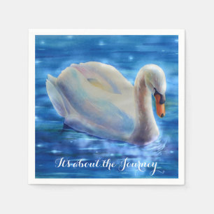 Serviette En Papier Peinture d'aquarelle de cygne blanc, sur le voyage