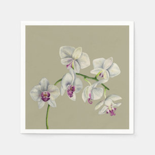 Serviette En Papier Peinture d'aquarelle d'orchidée