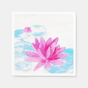 Serviette En Papier Peinture d'aquarelle rose Lotus