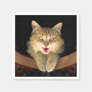 Serviette En Papier Peinture de chat Mad - Cute Original Cat Art