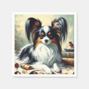 Serviette En Papier Peinture de chien Papillon vintage