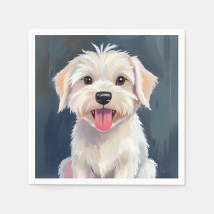 Serviette En Papier Peinture de chiot maltais chien blanc