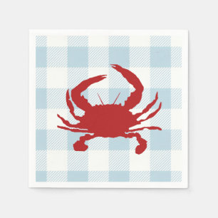 Serviette En Papier Peinture de crabe rouge bleu marine En vichy litto