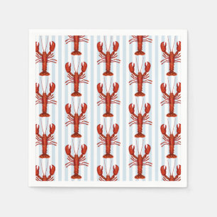 Serviette En Papier Peinture de homard Bleu Nautique Bleu Bande Côtièr