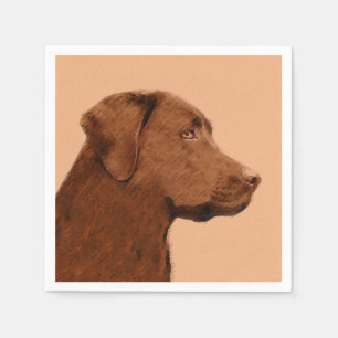 Serviette En Papier Peinture de Labrador Retriever (Chocolat) - Art Ca