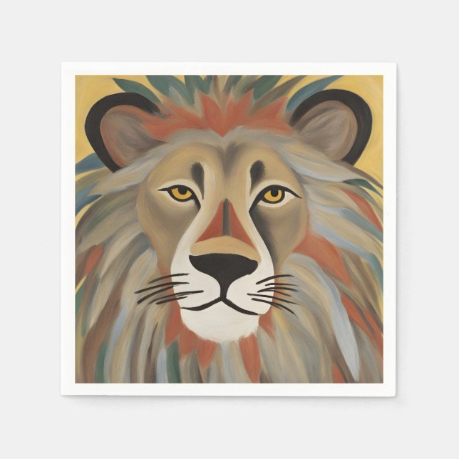 Serviette En Papier Peinture de lion (Devant)