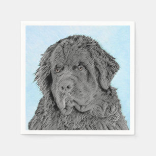 Serviette En Papier Peinture de Terre-Neuve - Cute Original Chien Art