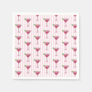Serviette En Papier Peinture de verre à Martini Rayure rose nautique