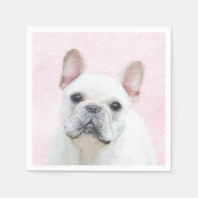 Serviette En Papier Peinture française de Bulldog (Crème/Blanc) - Art  (Devant)
