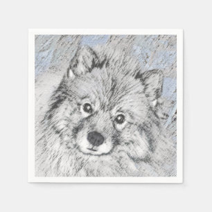 Serviette En Papier Peinture Keeshond Beth - Joli art original chien