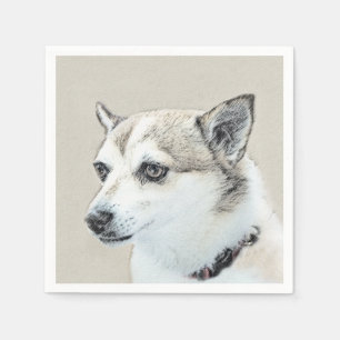 Serviette En Papier Peinture norvégienne Lundehund - Art original chie