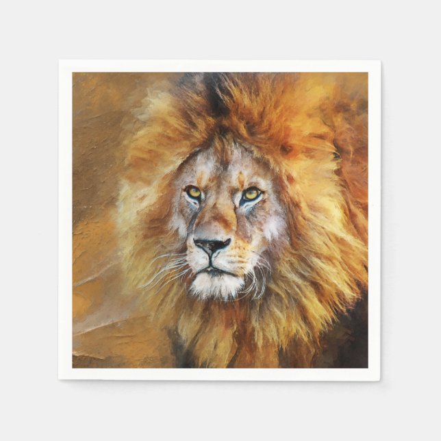 Serviette En Papier Peinture numérique à l'huile de lion (Devant)