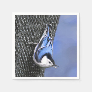 Serviette En Papier Peinture Nuthatch à poitrine blanche Art original