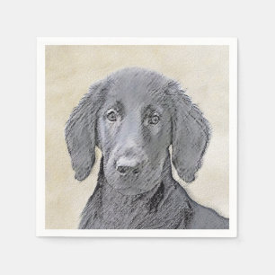 Serviette En Papier Peinture Retriever à revêtement plat - Art Chien o