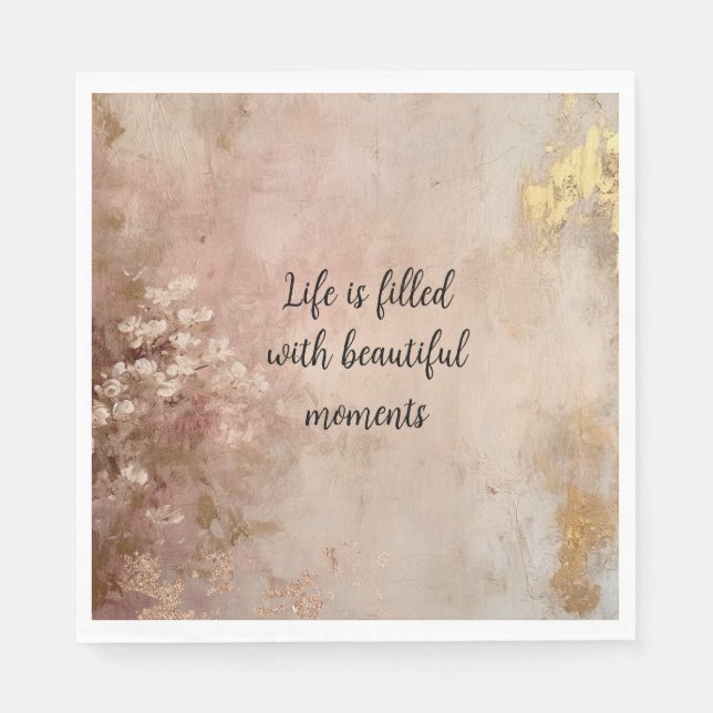 Serviette En Papier Peinture rose en or (Devant)