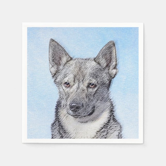 Serviette En Papier Peinture Suédoise Vallhund - Cute Original Chien A (Devant)
