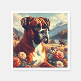 Serviette En Papier Peinture vintage de chien de boîte