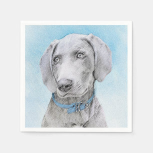 Serviette En Papier Peinture Weimaraner - Joli art original chien