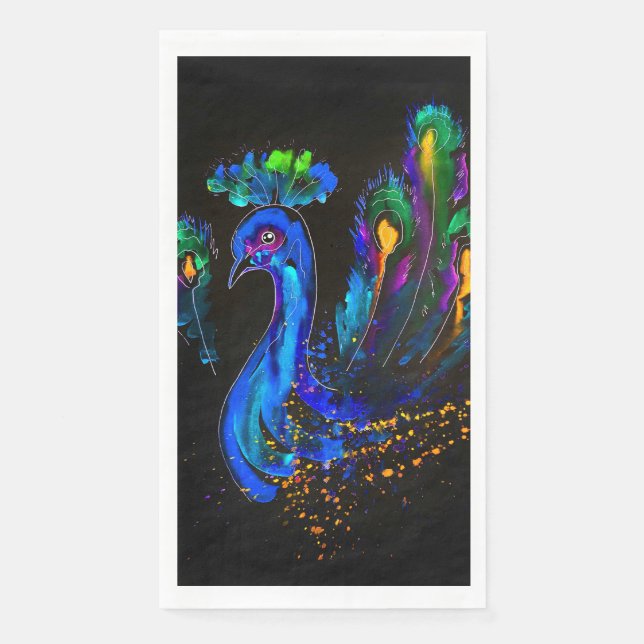Serviette En Papier Peinture Whimsical Peacock (Devant)