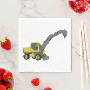 Serviette En Papier Pelle Excavatrice Jaune Engins de Construction