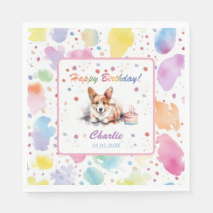 Serviette En Papier Pembroke Welsh Corgi Aquarelle Papier