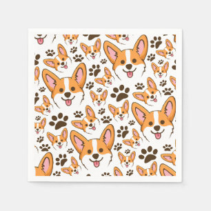 Serviette En Papier Pembroke Welsh Corgi Chien Coquelicot