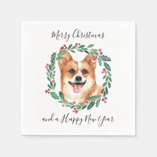 Serviette En Papier Pembroke Welsh Corgi Chien Élégant Joyeux Noël