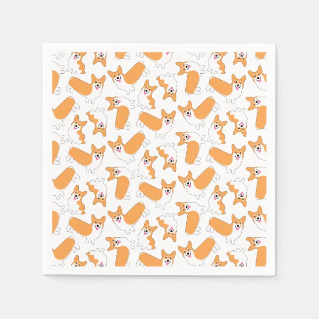 Serviette En Papier Pembroke Welsh Corgi Motif (Devant)
