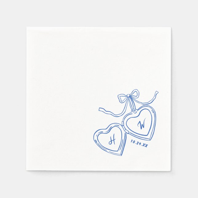 Serviette En Papier Pendentif du coeur Bleu Mariage Partie d'engagemen (Devant)