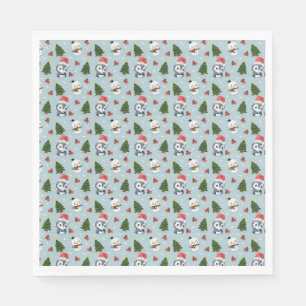 Serviette En Papier Penguin Père Noël Joyeux Joyeux motif d'arbre de N