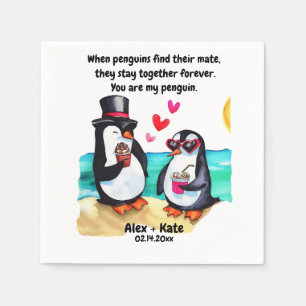 Serviette En Papier Penguin Valentines