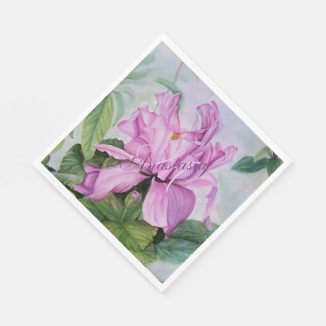 SERVIETTE EN PAPIER PENSEZ ROSE ORCHID ANNIVERSAIRE DE FÊTE MONOGRAM (Coin)