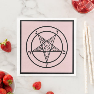 Serviette En Papier Pentagramme rose Baphomet dîner satanique Napkin