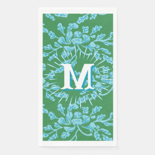 Serviette En Papier Peonie en bois sinueux en vert + Aqua personnalisé