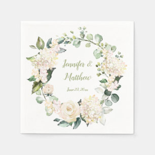Serviette En Papier Peonies blanches et Mariage de couronne Rose