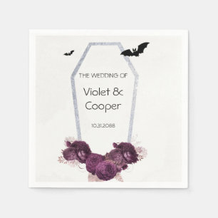Serviette En Papier Peony de Plum gothique Mariage de café en argent