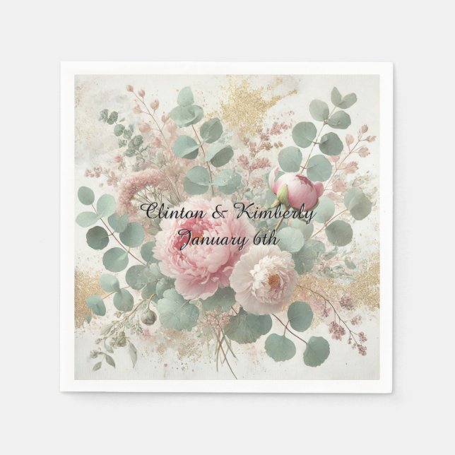 Serviette En Papier Peony Drama Papier léger Cocktail Serviettes (Devant)