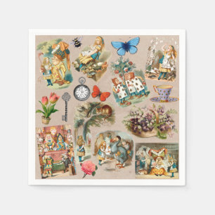 Serviette En Papier Pépinière Alice Colorée Classique des années 1800 