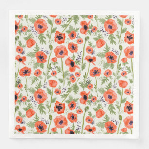 Serviette En Papier Pépites Orange Aquarelle Motif Floral