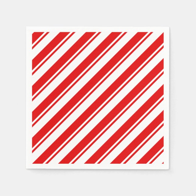 Serviette En Papier Pepperment Bonbon Rouge Blanc Blancs (Devant)