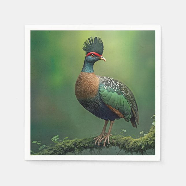 Serviette En Papier Perdrix en berceau sur une branche recouverte de m (Devant)