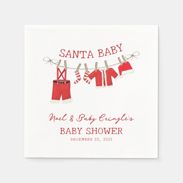 Serviette En Papier Père Noël Baby Christmas Baby shower (Devant)