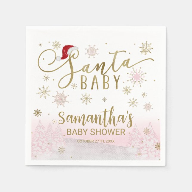 Serviette En Papier Père Noël Baby Christmas Girl Baby shower (Devant)