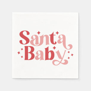 Serviette En Papier Père Noël Baby - Typographie de Noël rétro