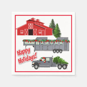 Serviette En Papier Père Noël Barn Truck Horse Trailer Noël