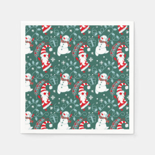 Serviette En Papier Père Noël Bonhomme de Neige Noël