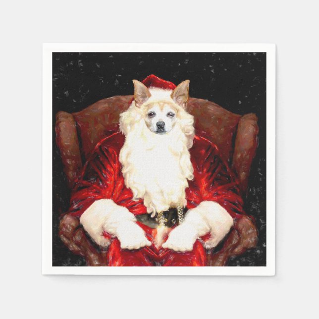 Serviette En Papier Père Noël Chihuahua Chien Noël mignonne Rouge drôl (Devant)